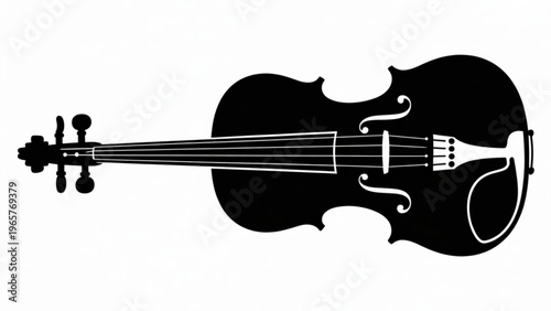 Classic black violin with four strings and elegant scroll design