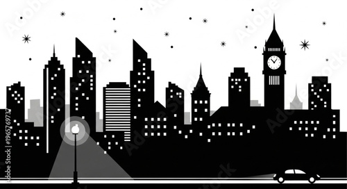 City Skyline at Night Time.