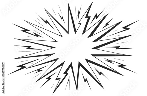 Comic Explosion Burst Lightning Frame – Dynamic Radial Energy Vector Background
