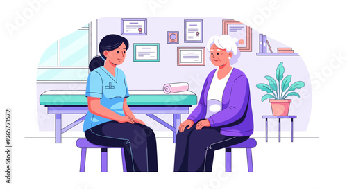 Doctor Consulting Senior Patient in Modern Office