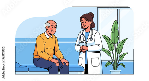 Doctor Consulting With Senior Patient in Clinic