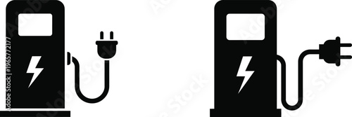 ev station icon silhouette on white background