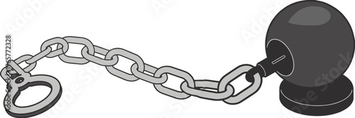 Ball and chain illustration on white background Keywords: ball and chain, prisoner, medieval