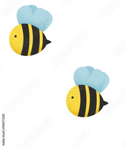 two cute bees flying illustration