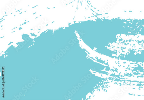 Cyan blue broad paint stroke abstract background texture for modern graphic design projects with white background