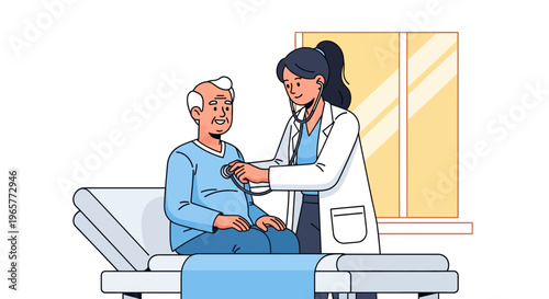 Female Doctor Examining Senior Patient in Clinic