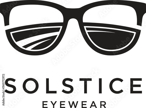 A modern eyewear brand logo featuring a pair of stylish sunglasses