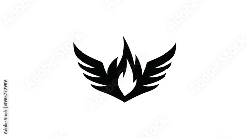 Abstract Winged Flame Logo Design. Stylized Fire with Wings Graphic Icon Symbolizing Power, Energy, and Freedom.