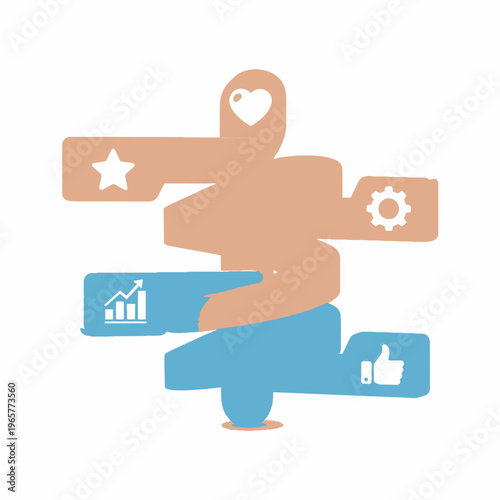 A person meditates in a serene environment with icons of social issues.