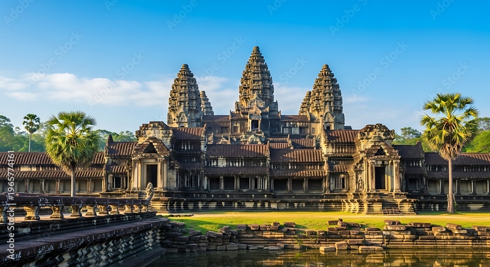 Naklejka premium Angkor Wat Temple - Majestic Architectural Marvel in Cambodia.