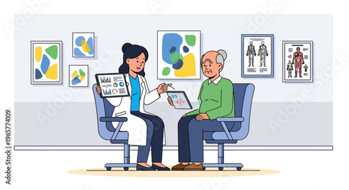 Physician Showing Medical Data to Senior Patient