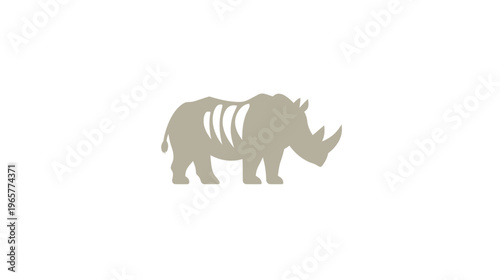 Stylized Rhinoceros Silhouette with Visible Ribcage Detail on White Background - Wildlife Animal Graphic Design Element