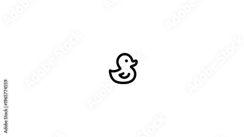 Simple black outline duck icon. Minimalist vector illustration of a rubber duck toy, perfect for bath time, childhood, or play.