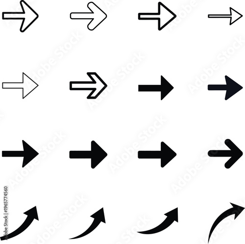 Variations in arrow styles and thickness for visual communication