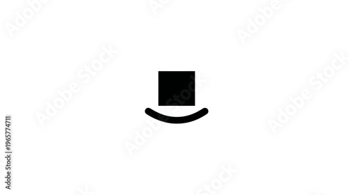 Stylish black top hat minimalist icon graphic element. Simple gentleman's headwear symbol on a clean white background. Elegant fashion accessory.