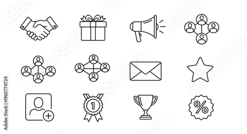 Business and achievement icons set.