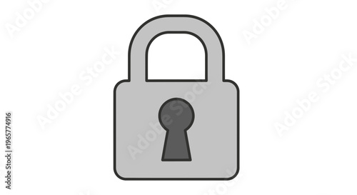 A gray padlock with a keyhole is prominently displayed on a white background.