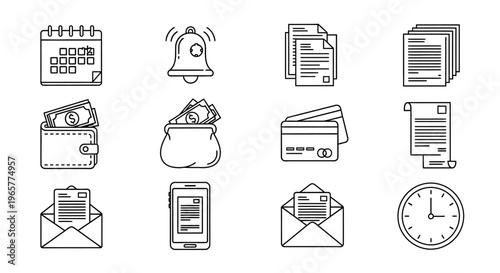 Icons of business communication tools.