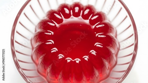 Red Jelly Dessert in Glass Bowl