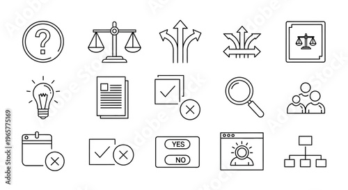 Business icons for law and finance.