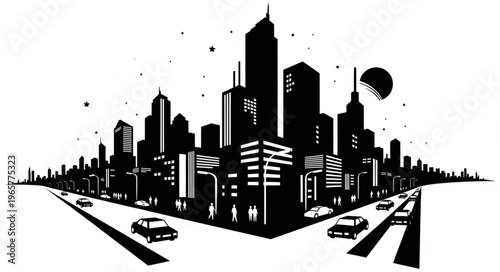 City Skyline Urban Landscape Illustration.