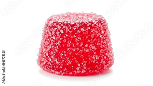 Red Sugar Coated Jelly Candy on White Background