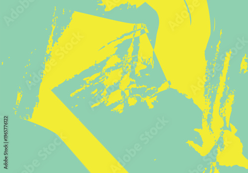Abstract yellow and mint green geometric art with dynamic textured shapes and modern graphic appeal with yellow color