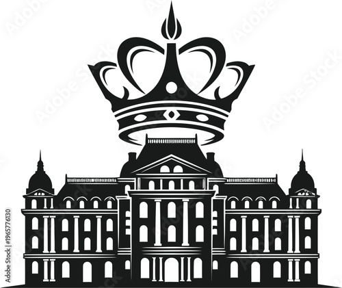 A majestic building with a crown on top, symbolizing luxury and power.