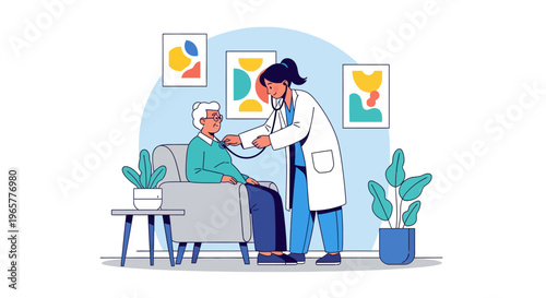 Doctor Checking Senior Patient With Stethoscope