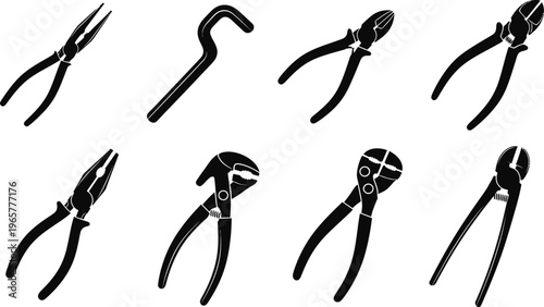 Black and white tool icons editable icon set for mechanics repair and diy projects