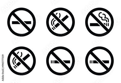 Free Download No smoking icons black and white symbols for prohibition signage health warning label graphic design and public safety communication - GFXLoad