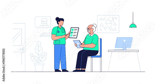 Doctor Discussing Health Data With Senior Patient