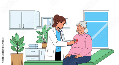 Doctor Examining Senior Patients Heartbeat