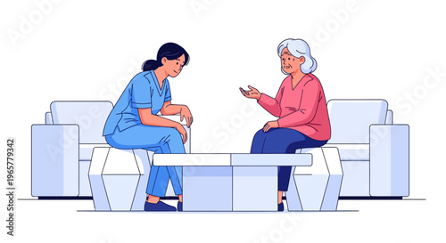 Female Doctor Consulting Senior Patient in Clinic