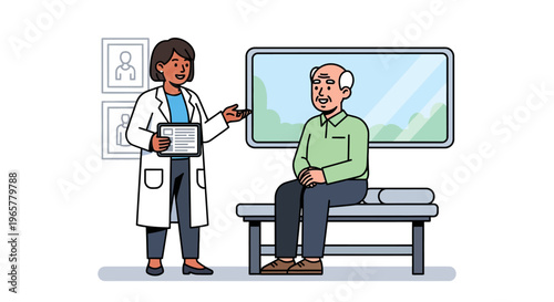 Female Physician Advises Smiling Senior Patient