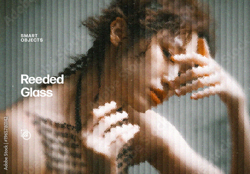 Reeded Glass Photo Effect Mockup