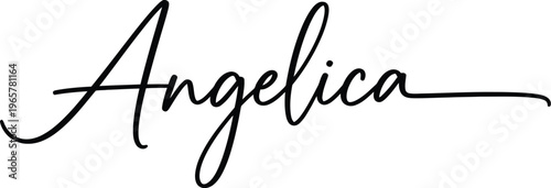 A elegant black cursive signature of the name Angelica on a white background