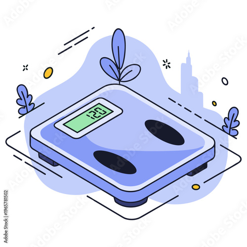 Digital scale with abstract plant background