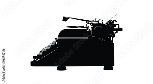 Vintage typewriter presented in a striking black silhouette