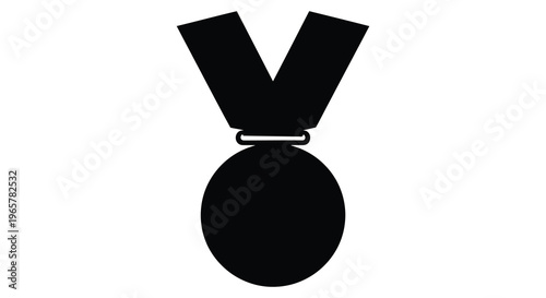 A black medal with a ribbon a striking graphic silhouette
