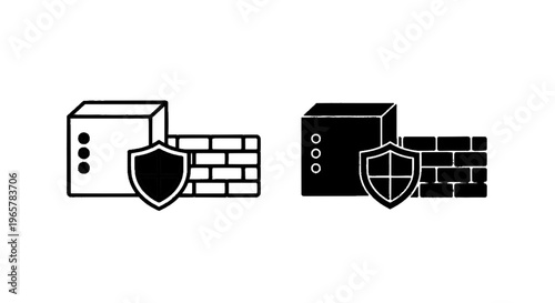 Vector illustration of firewall server protection icon set, network security concept on a transparent background