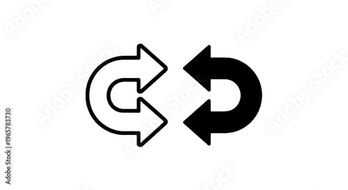 Vector illustration of two opposing curved arrows icon on a transparent background