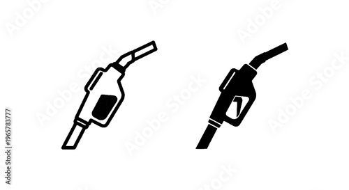 Vector illustration of gasoline fuel pump nozzle icon set on a transparent background