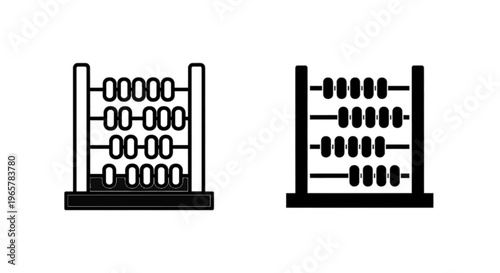 Vector illustration of abacus icon set, simple style on a transparent background