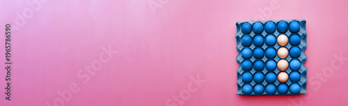 Closeup of chicken eggs toned in classic blue