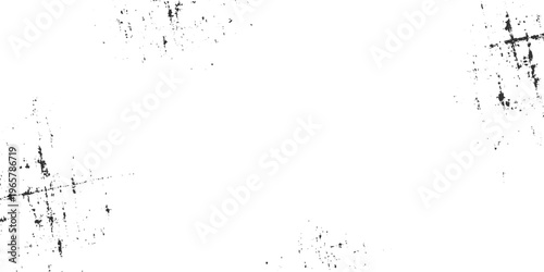 Black ink splatters and scratches on a white background abstract texture grunge