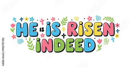 Christian Easter typography, inspirational religious lettering decorative vintage style