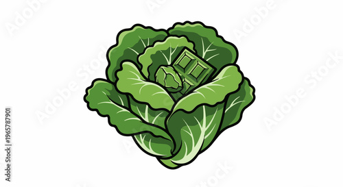 Green lettuce with a piece of green chocolate in the center