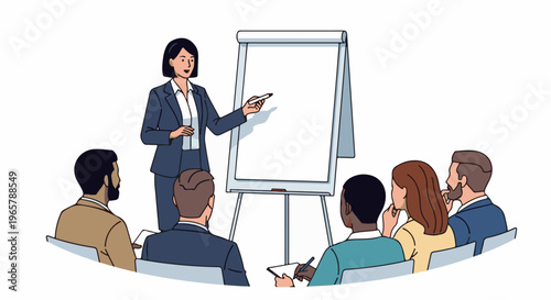 Instructor leads a presentation to seated audience