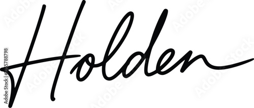 The elegant signature of the name Holden in black cursive script on a white background